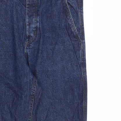 Denim & Co. Womens Blue Cotton Straight Jeans Size 34 in L30 in Regular Button