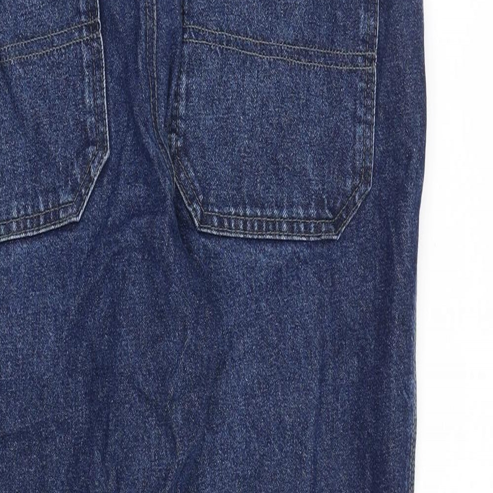 Denim & Co. Womens Blue Cotton Straight Jeans Size 34 in L30 in Regular Button