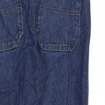 Denim & Co. Womens Blue Cotton Straight Jeans Size 34 in L30 in Regular Button