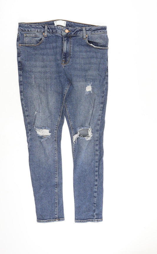 ASOS Womens Blue Cotton Skinny Jeans Size 34 in L30 in Slim Zip