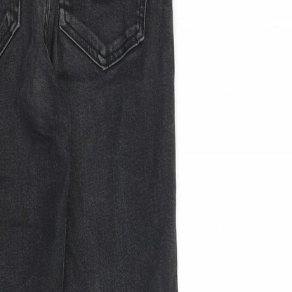 Pull&Bear Womens Grey Cotton Straight Jeans Size 6 L26 in Regular Zip - Raw Hem