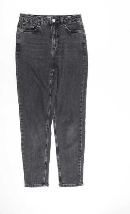 Topshop Womens Grey Cotton Tapered Jeans Size 26 in L32 in Regular Zip
