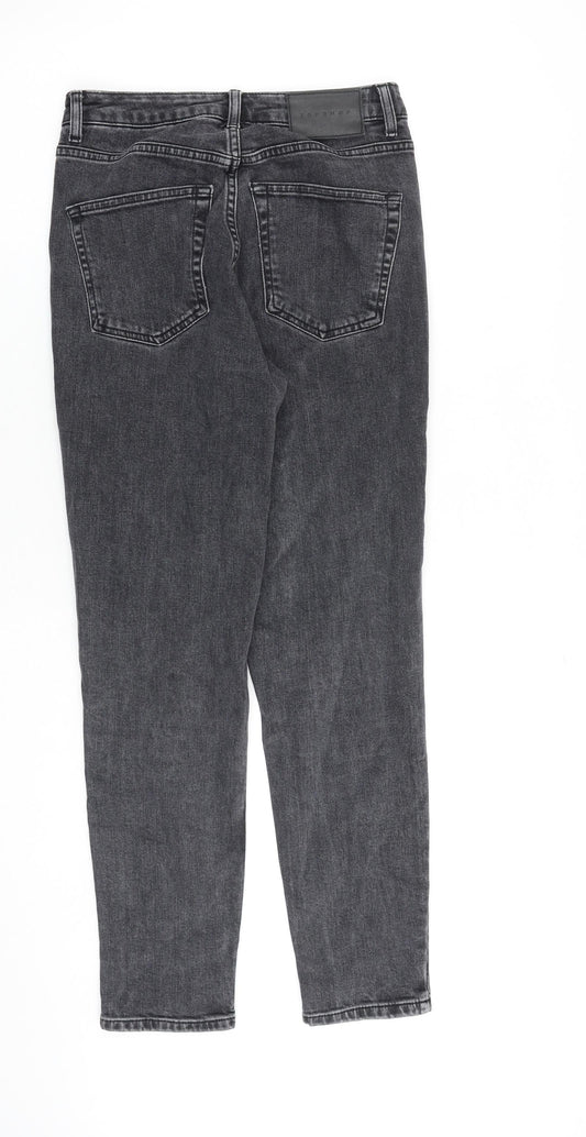 Topshop Womens Grey Cotton Tapered Jeans Size 26 in L32 in Regular Zip