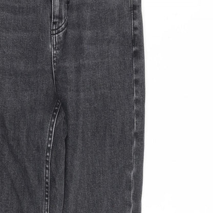 Topshop Womens Grey Cotton Tapered Jeans Size 26 in L32 in Regular Zip