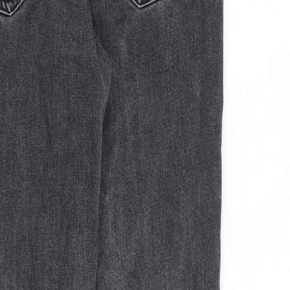 Topshop Womens Grey Cotton Tapered Jeans Size 26 in L32 in Regular Zip