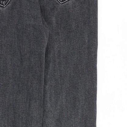 Topshop Womens Grey Cotton Tapered Jeans Size 26 in L32 in Regular Zip