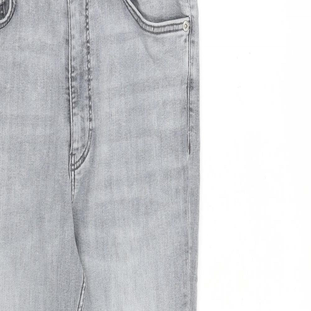 Zara Womens Grey Cotton Skinny Jeans Size 14 L27 in Slim Zip