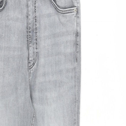 Zara Womens Grey Cotton Skinny Jeans Size 14 L27 in Slim Zip