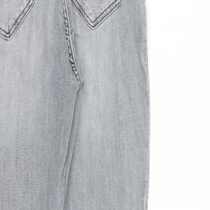 Zara Womens Grey Cotton Skinny Jeans Size 14 L27 in Slim Zip