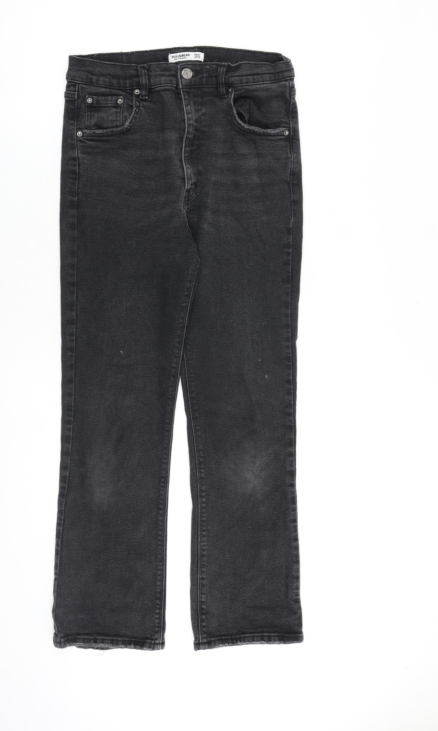 Pull&Bear Womens Black Cotton Straight Jeans Size 12 L27 in Regular Zip