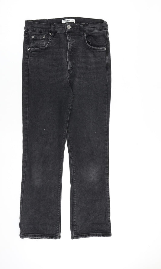 Pull&Bear Womens Black Cotton Straight Jeans Size 12 L27 in Regular Zip