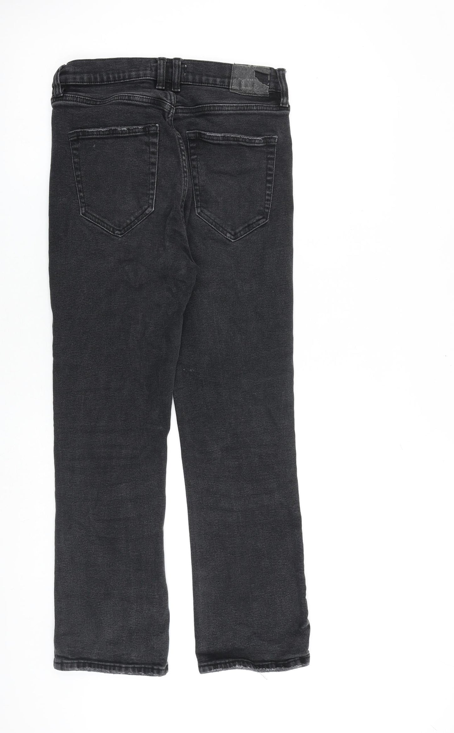 Pull&Bear Womens Black Cotton Straight Jeans Size 12 L27 in Regular Zip