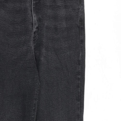 Pull&Bear Womens Black Cotton Straight Jeans Size 12 L27 in Regular Zip