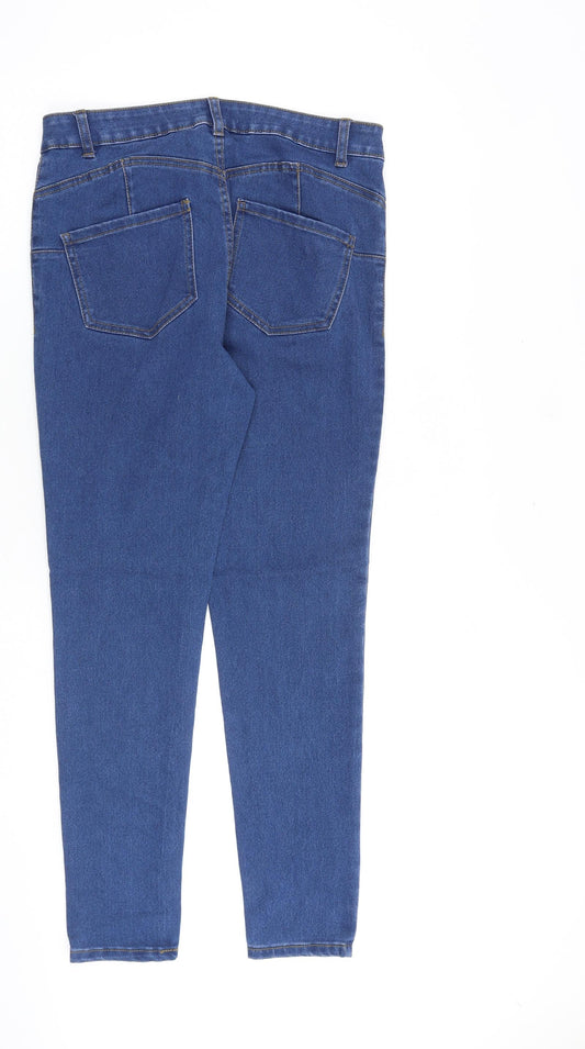 Denim & Co. Womens Blue Cotton Skinny Jeans Size 14 L29 in Regular Zip