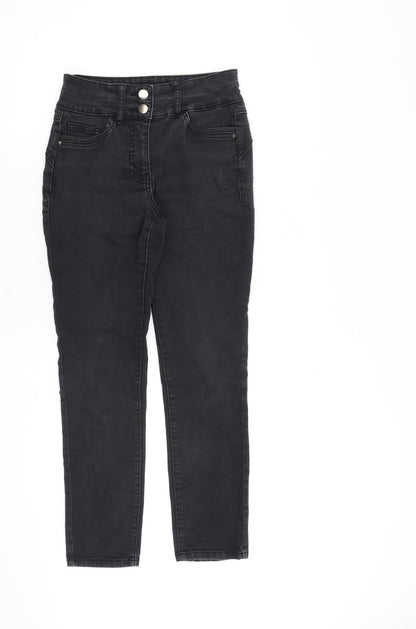 M&Co Womens Grey Cotton Skinny Jeans Size 8 L27 in Regular Zip