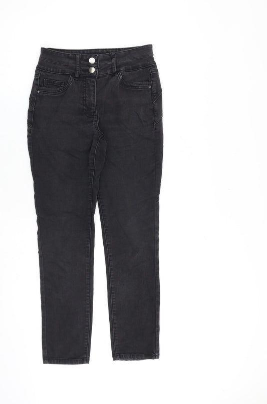 M&Co Womens Grey Cotton Skinny Jeans Size 8 L27 in Regular Zip