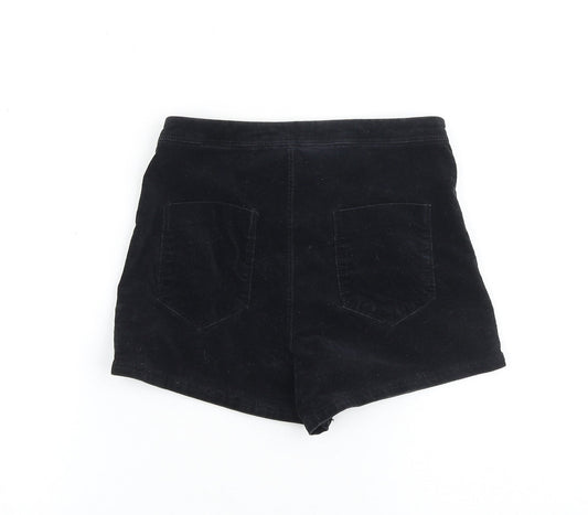 River Island Womens Black Herringbone Polyester Boyfriend Shorts Size 6 L3 in Regular Zip