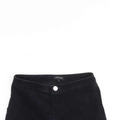 River Island Womens Black Herringbone Polyester Boyfriend Shorts Size 6 L3 in Regular Zip