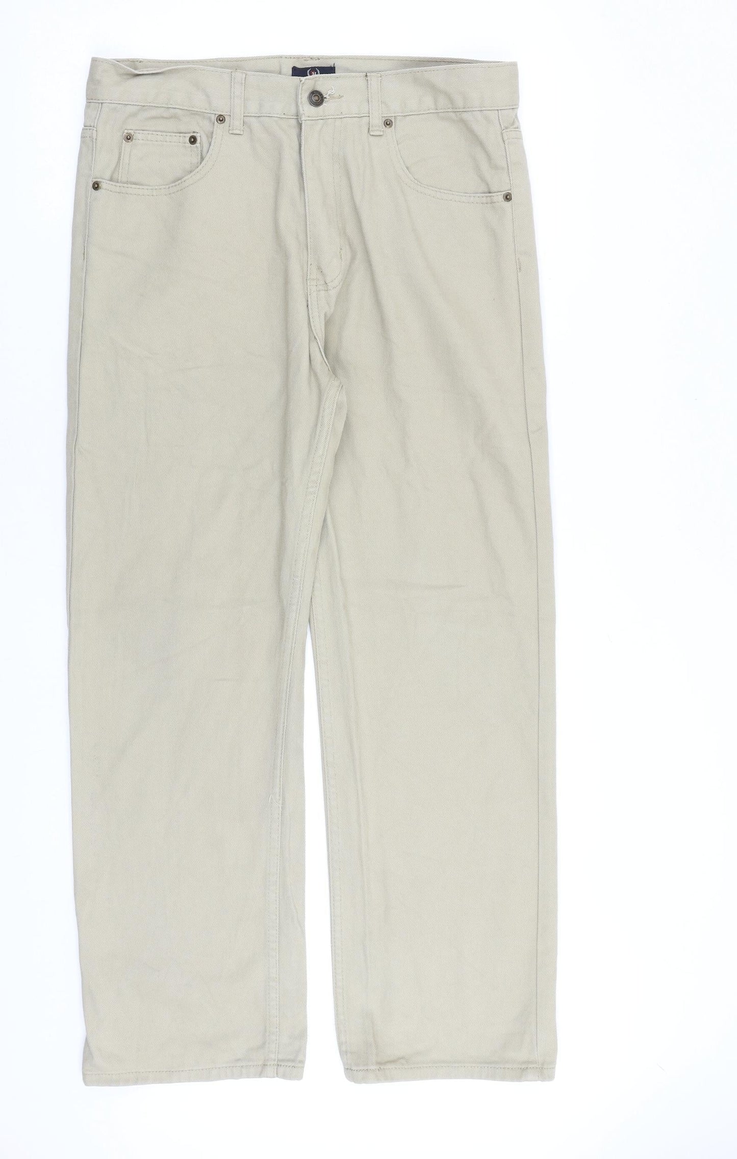 Hutson Harbour Mens Beige Cotton Straight Jeans Size 32 in L31 in Regular Zip