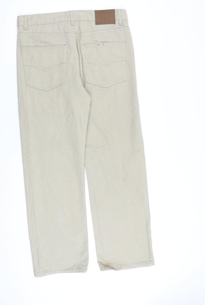 Hutson Harbour Mens Beige Cotton Straight Jeans Size 32 in L31 in Regular Zip