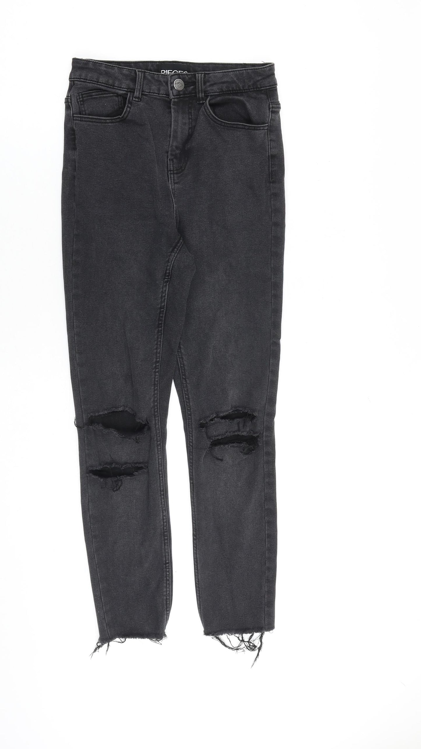 Womens UK Size XS Pieces Regular Fit Skinny Grey Jeans