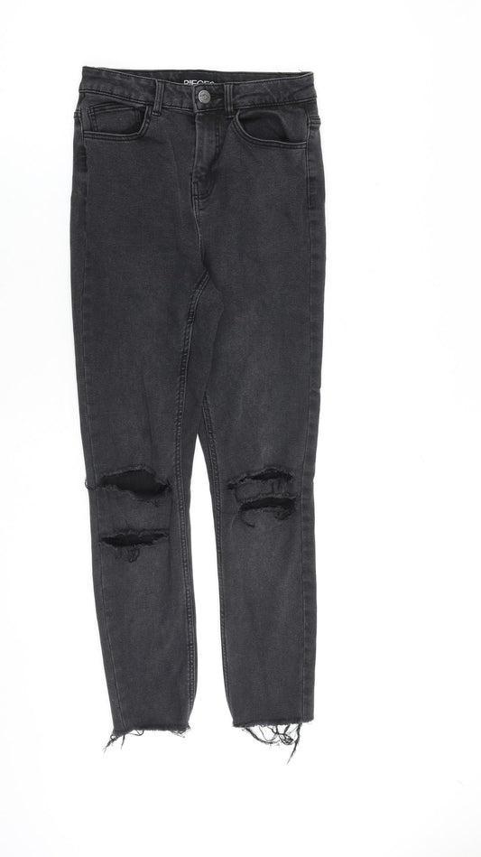 Womens UK Size XS Pieces Regular Fit Skinny Grey Jeans