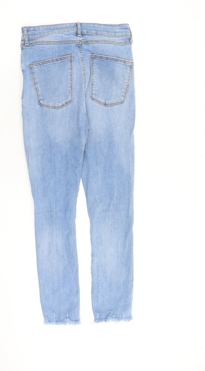 Zara Womens Blue Cotton Skinny Jeans Size 10 L26 in Regular Zip