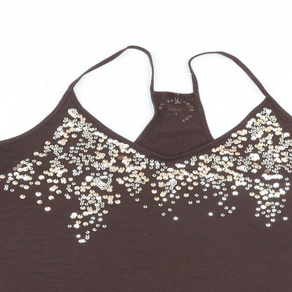 NEXT Womens Brown Viscose Basic Tank Size 18 V-Neck