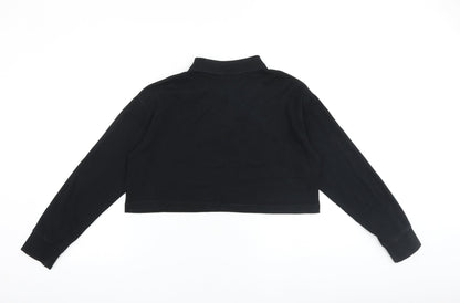 Zara Womens Black Polyester Pullover Sweatshirt Size S Button