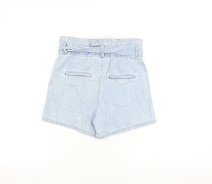 Denim & Co. Womens Blue Cotton Paperbag Shorts Size 6 L4 in Regular Button - Belted