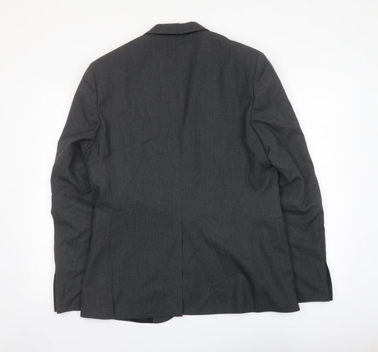 H&M Mens Grey Polyester Jacket Suit Jacket Size 42 Regular