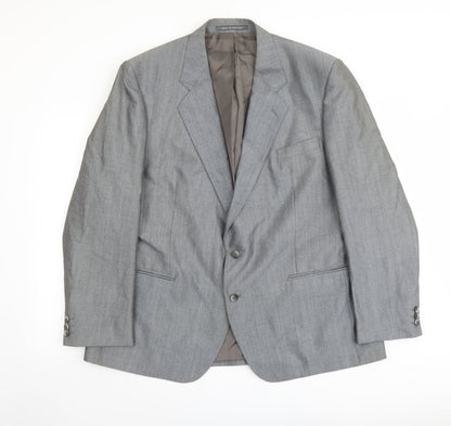 Mens UK Size 48 Pin Stripe Regular Grey Suit Jacket