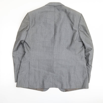 Mens UK Size 48 Pin Stripe Regular Grey Suit Jacket