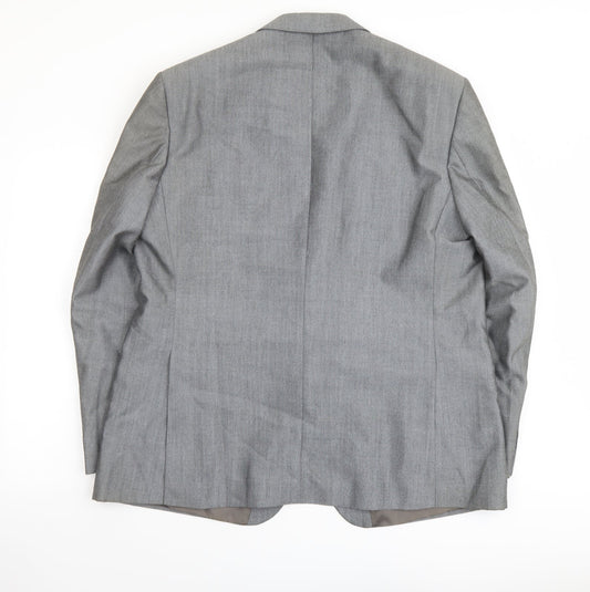 Mens UK Size 48 Pin Stripe Regular Grey Suit Jacket