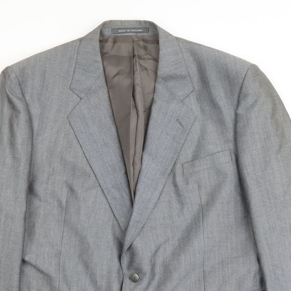 Mens UK Size 48 Pin Stripe Regular Grey Suit Jacket