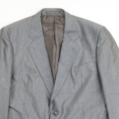 Mens UK Size 48 Pin Stripe Regular Grey Suit Jacket