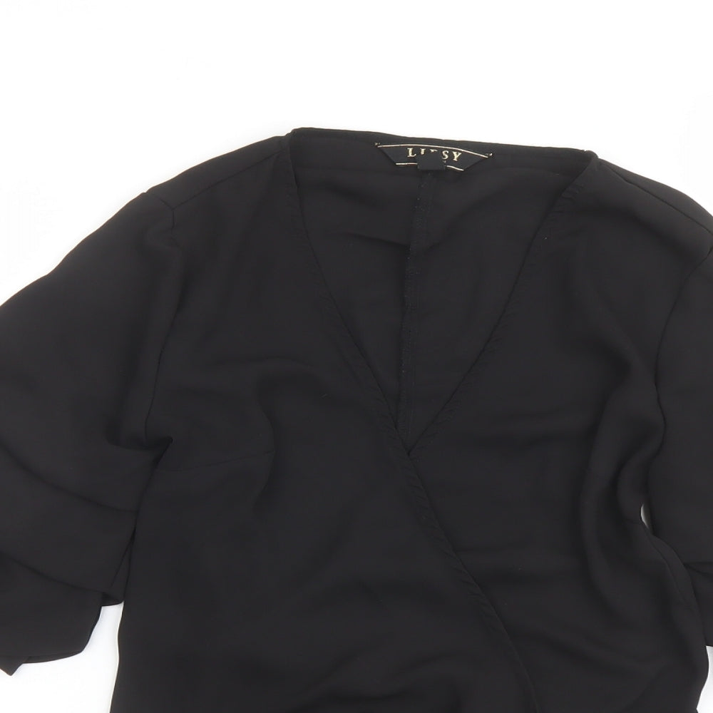 Womens UK Size 12 Lipsy Black Basic Blouse