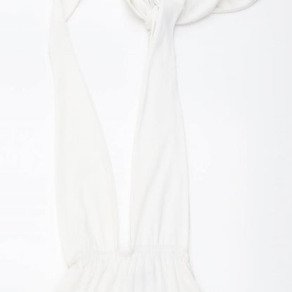 PRETTYLITTLETHING Womens White Polyester Playsuit One-Piece Size 6 Tie