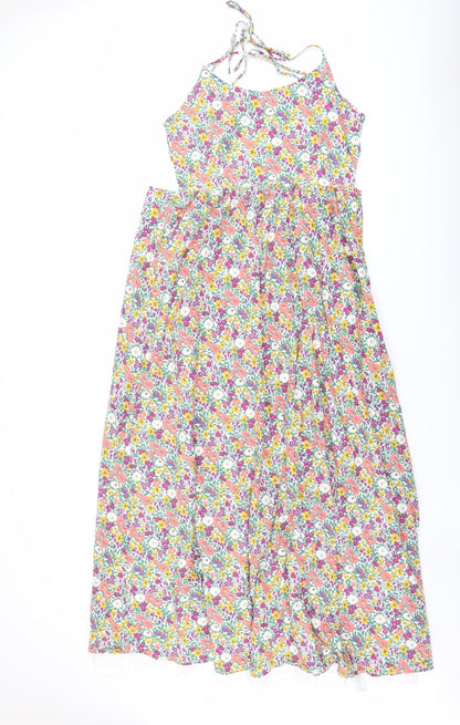 Nasty Gal Womens Multicoloured Floral Cotton Maxi Size 10 Halter Zip