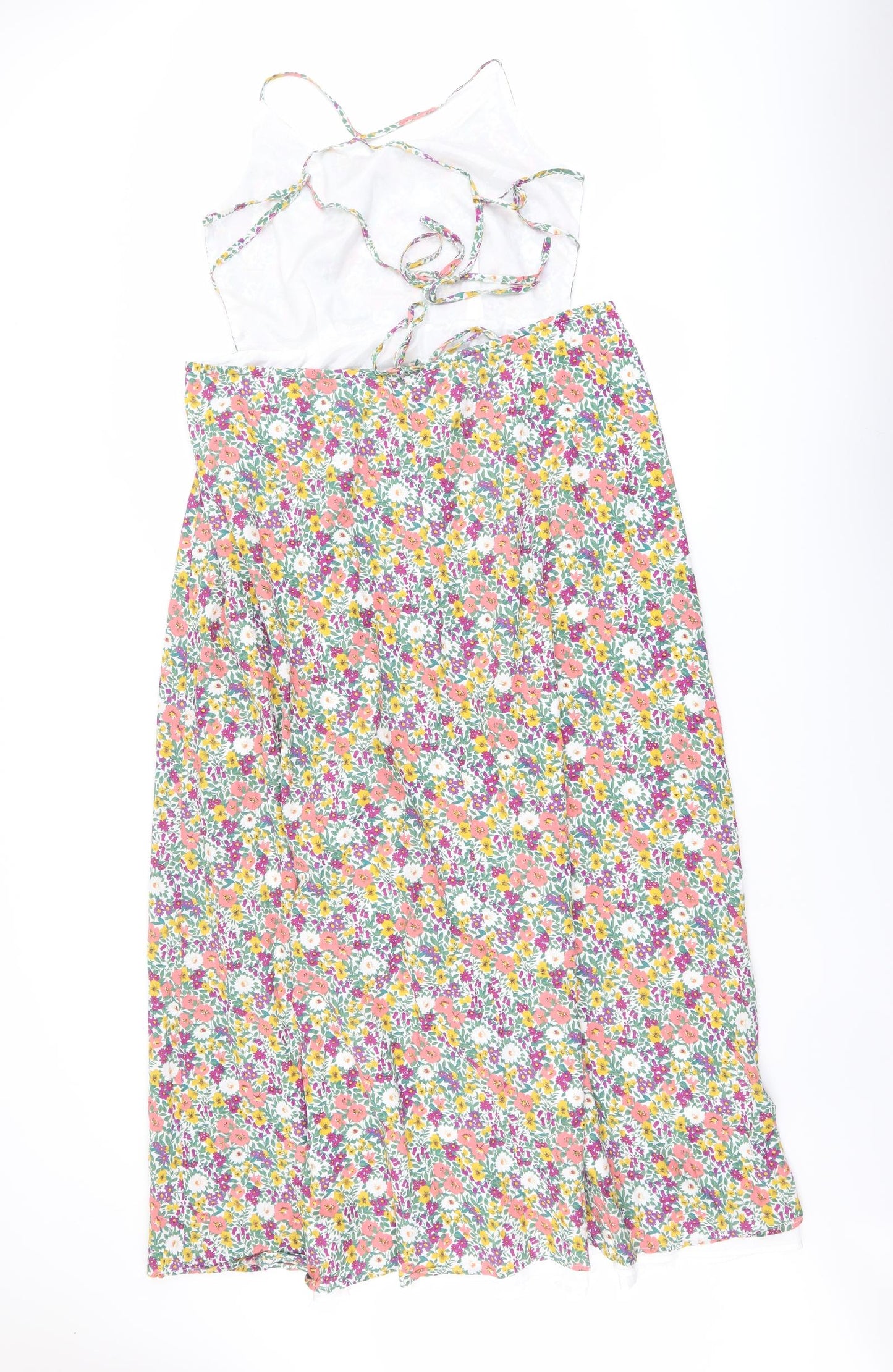 Nasty Gal Womens Multicoloured Floral Cotton Maxi Size 10 Halter Zip