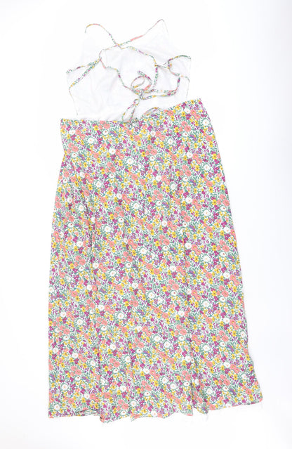 Nasty Gal Womens Multicoloured Floral Cotton Maxi Size 10 Halter Zip