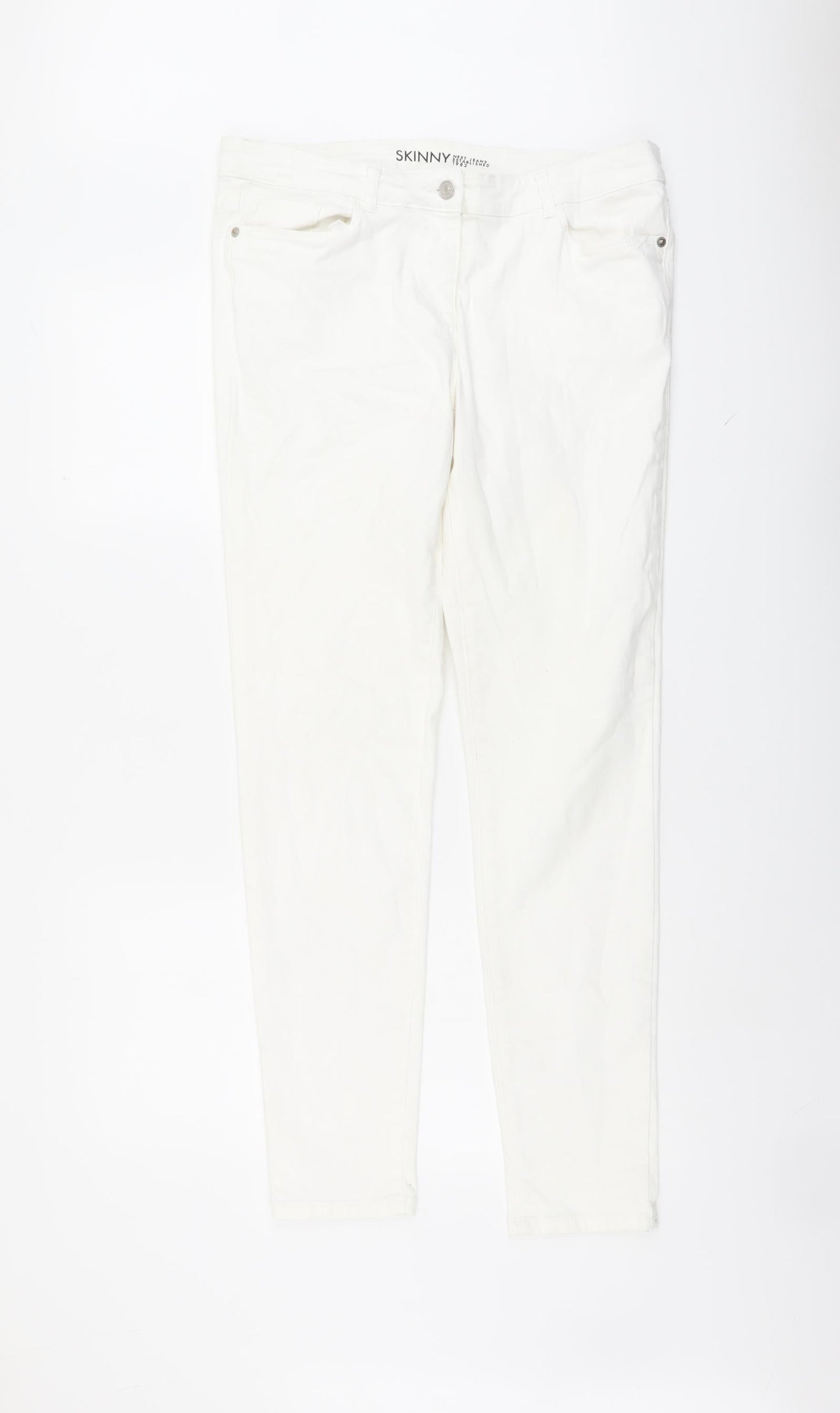 NEXT Womens White Cotton Skinny Jeans Size 34 in L31 in Regular Button