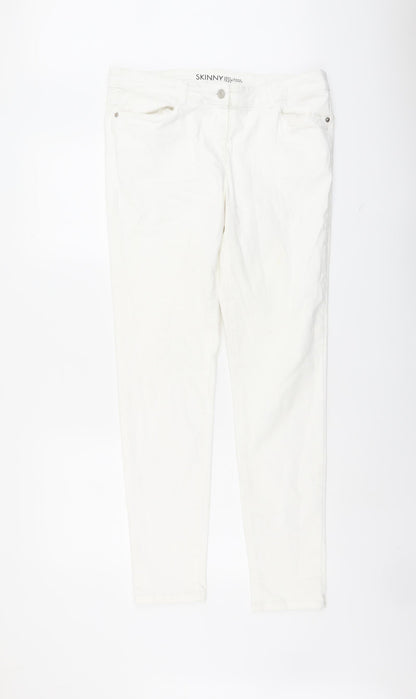 NEXT Womens White Cotton Skinny Jeans Size 34 in L31 in Regular Button