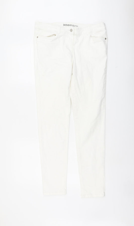 NEXT Womens White Cotton Skinny Jeans Size 34 in L31 in Regular Button