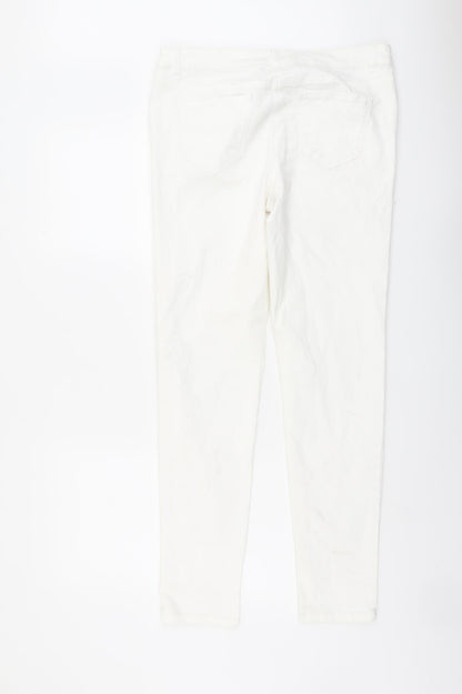 NEXT Womens White Cotton Skinny Jeans Size 34 in L31 in Regular Button
