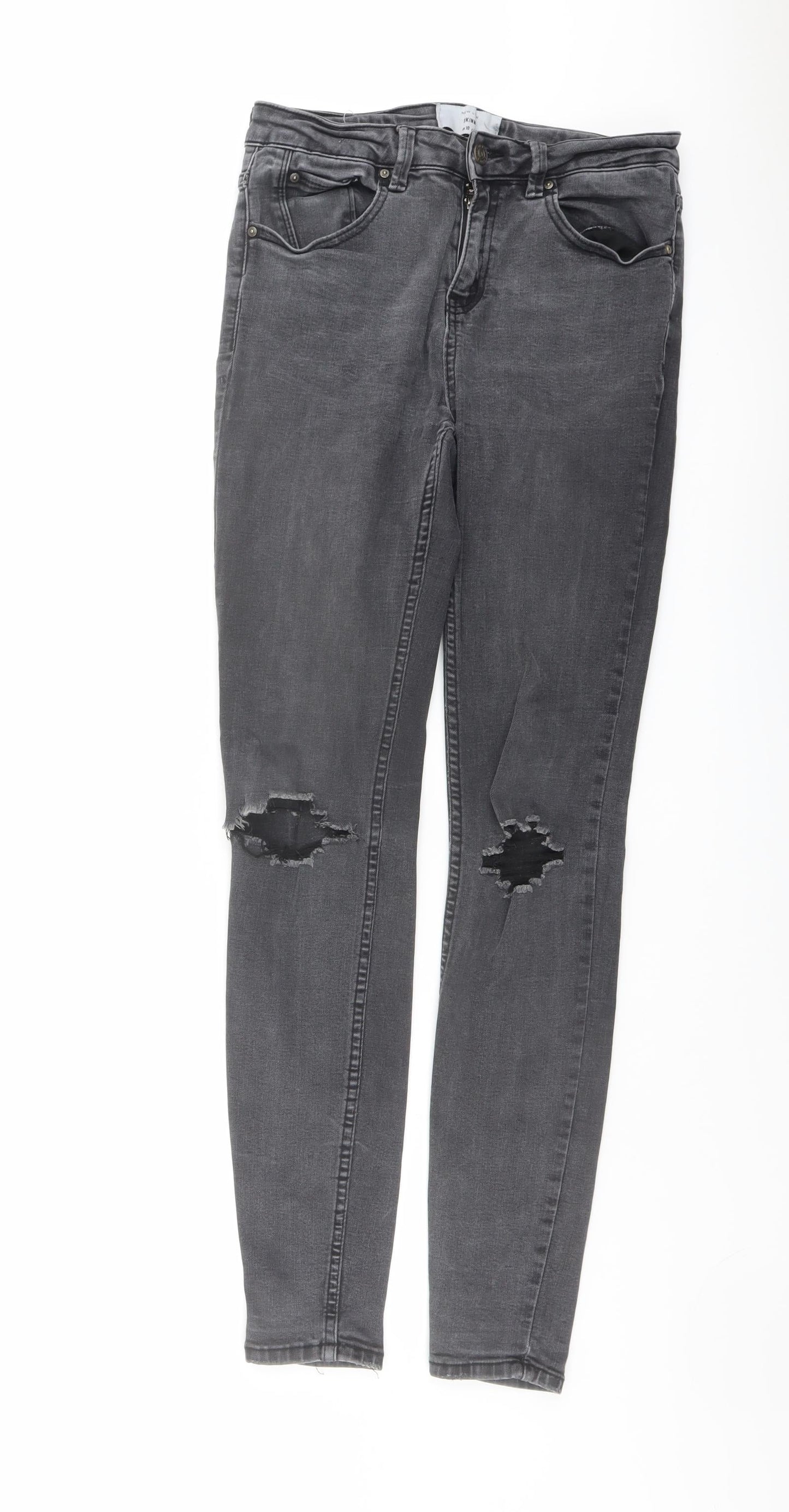 New Look Womens Grey Cotton Skinny Jeans Size 10 L30 in Regular Button