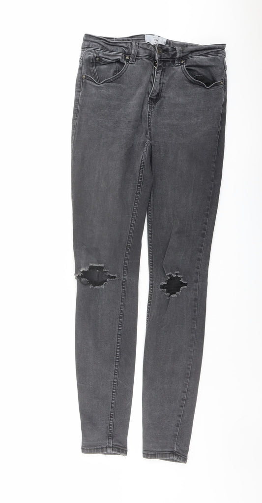 New Look Womens Grey Cotton Skinny Jeans Size 10 L30 in Regular Button