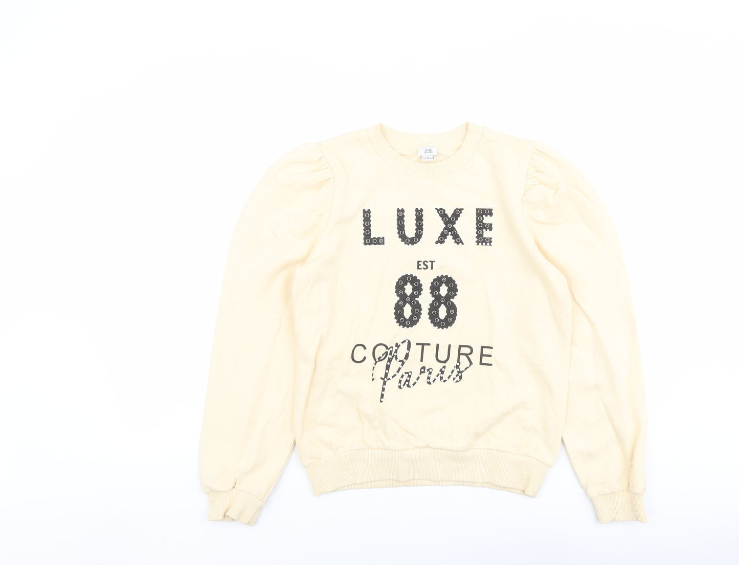 River Island Girls Yellow Cotton Pullover Sweatshirt Size 11-12 Years Pullover