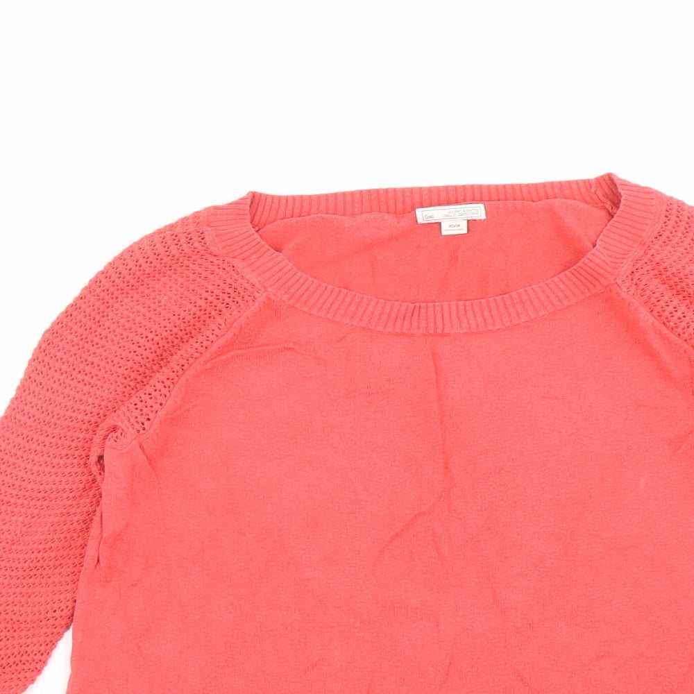 Gap Womens Orange Round Neck Acrylic Pullover Jumper Size XS