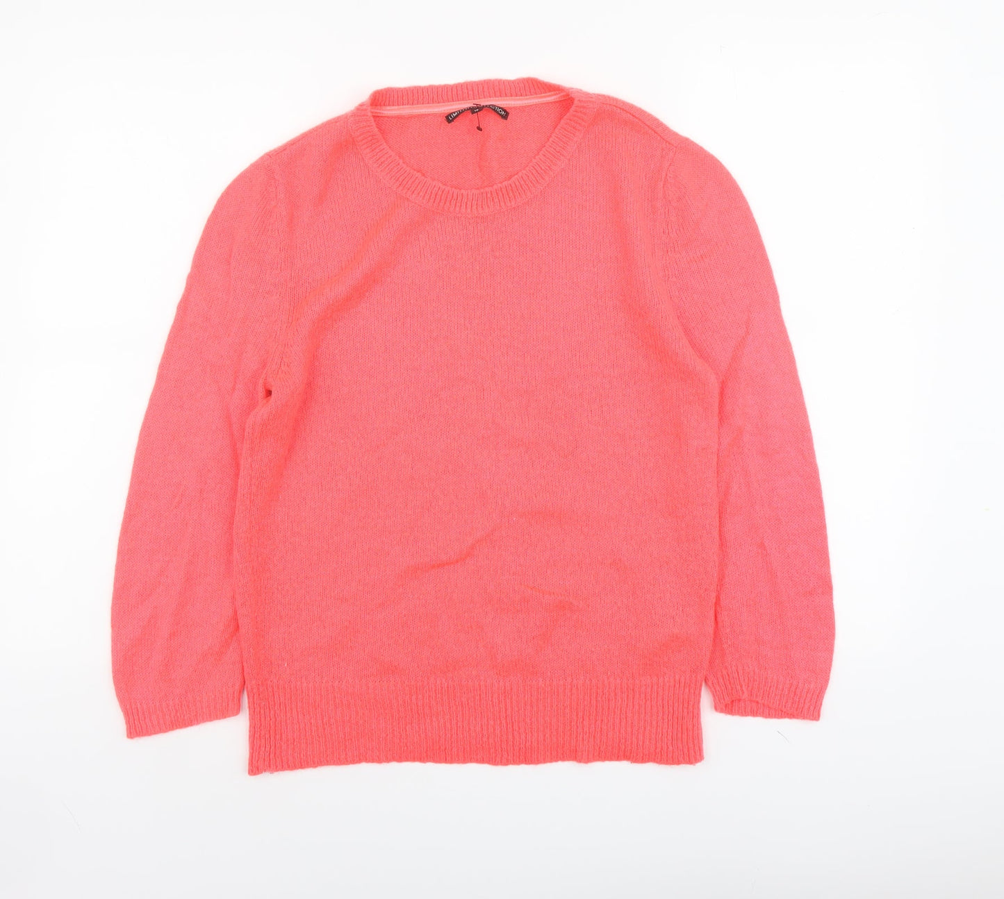 Limited Collection Womens Pink Round Neck Acrylic Pullover Jumper Size 10